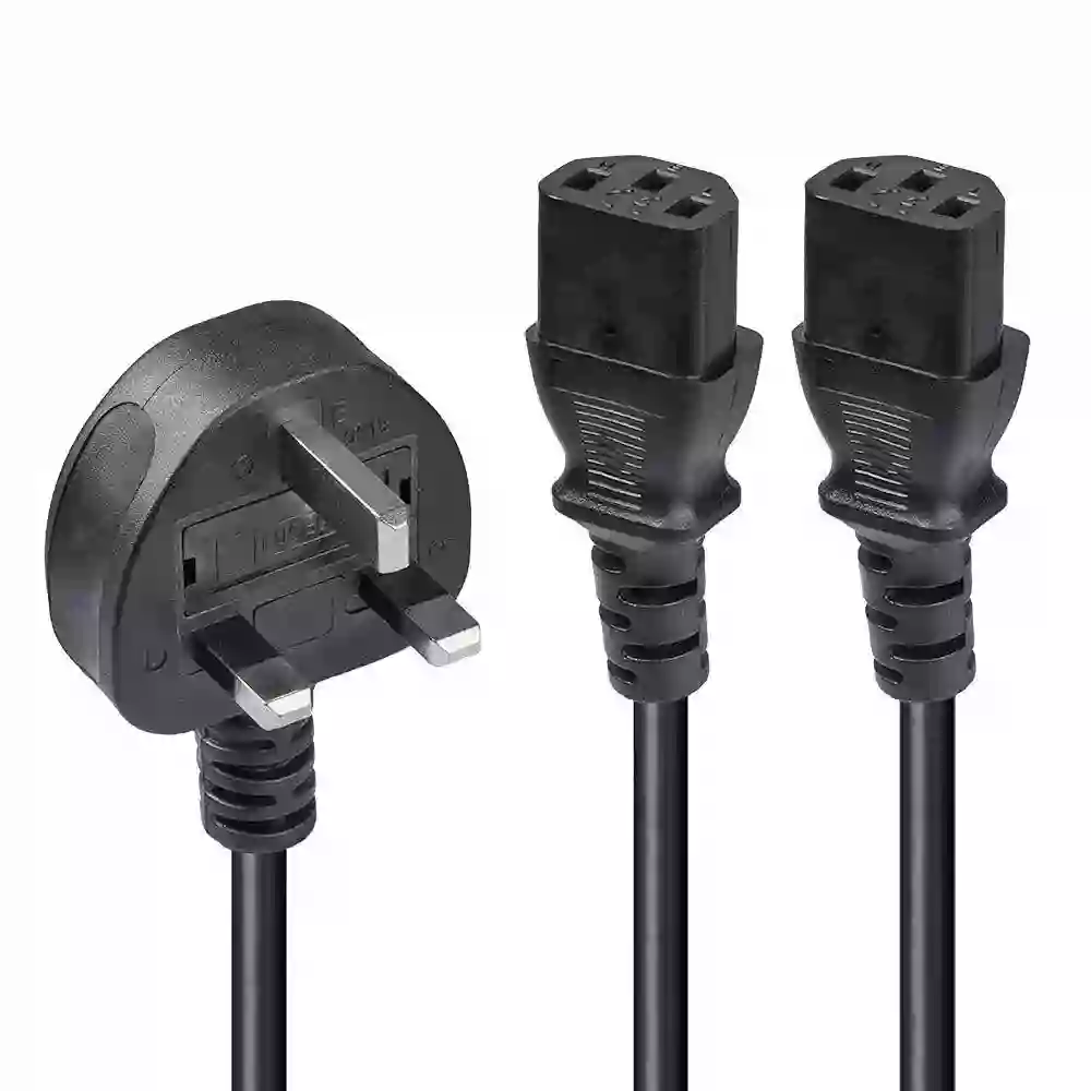 Split Standard Power Cable { uk plug to 2 c13 }